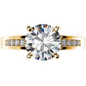Zásnubný prsteň s postrannými diamantmi zo žltého zlata