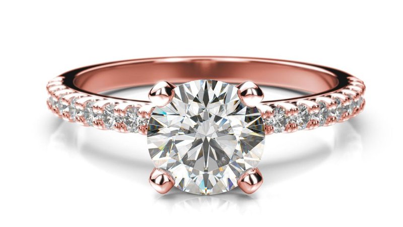 Prsteň z ružového zlata s diamantom v tvare round