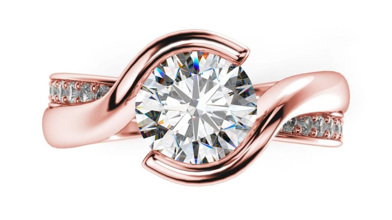 diamantový zásnubný prsteň z ružového zlata