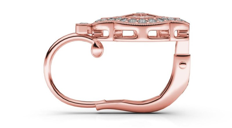 diamantové visiace náušnice z ružového zlata so zapínaním na dámsky patent