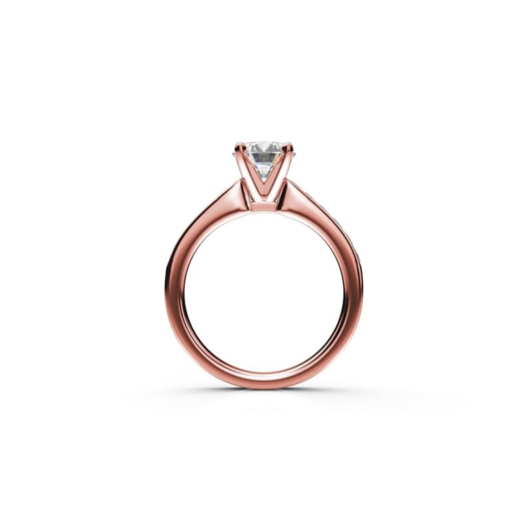 Diamantový prsteň z ružového zlata - pohľad spredu